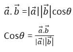 Angle between two vectors formula