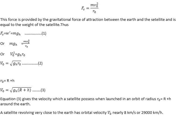 Orbital velocity formula