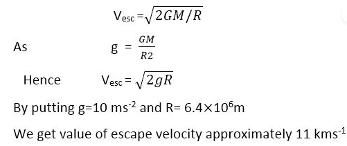 Value of Escape velocity