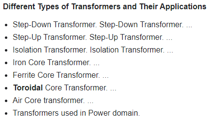 types of transformer with diagram