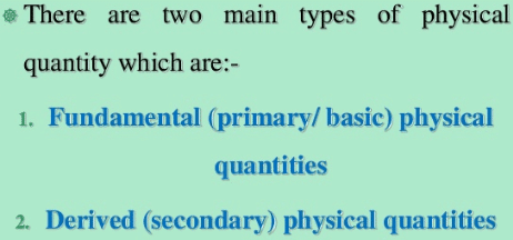 Types of physical quantities