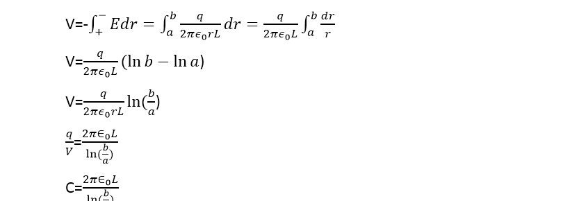 relation of capacitance of cylindrical capacitor 
