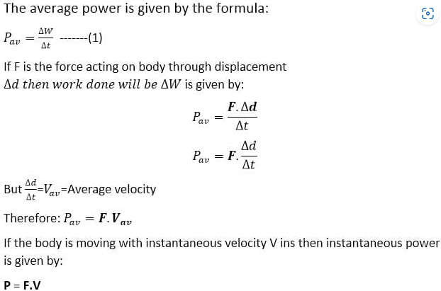 Relation between power force and Velocity