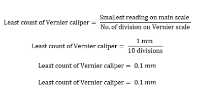 Least count of vernier caliper formula