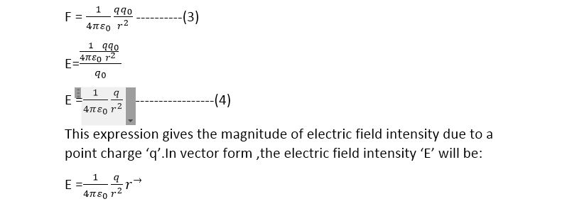 electric field intensity formula 1