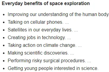 Space exploration benefits