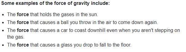 Examples of gravitational force