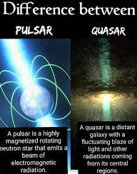 Difference between pulsar and quasars