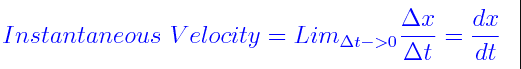 instantaneous velocity formula