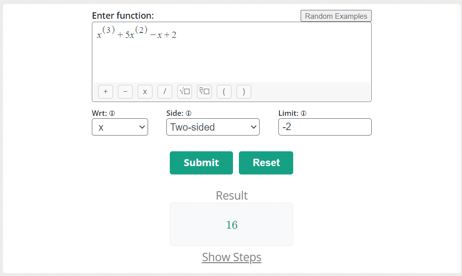 limit calculator with steps